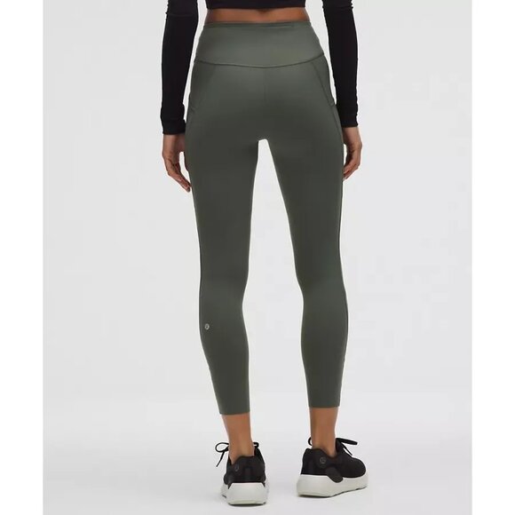 Lululemon Fast & Free High Rise Leggings 25" W/Pockets Palm Deco Size 10 - Picture 2 of 2